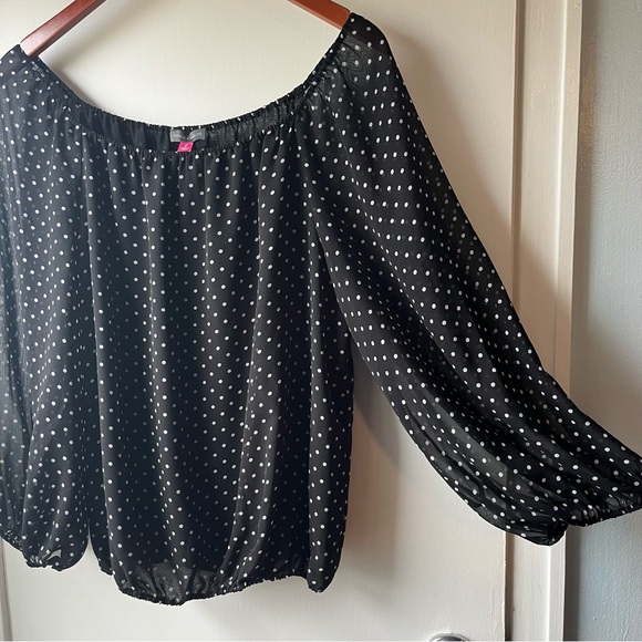 Vince Camuto balloon sleeve bubble Polkadot blouse - Picture 3 of 8